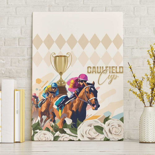 Australia Cup Caulfield Horse Racing Canvas Wall Art Champion Trophy Mix White Roses - Aussie Hoodie
