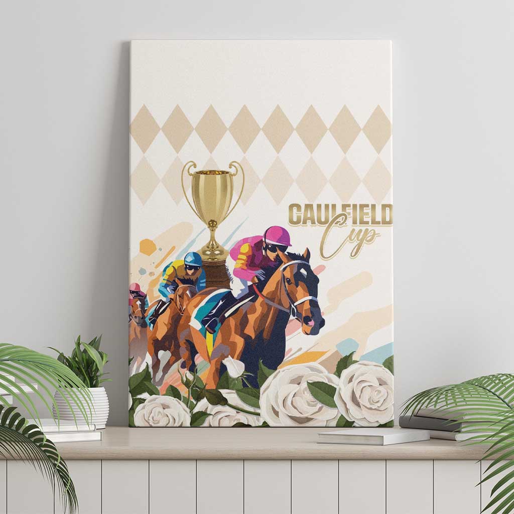 Australia Cup Caulfield Horse Racing Canvas Wall Art Champion Trophy Mix White Roses - Aussie Hoodie