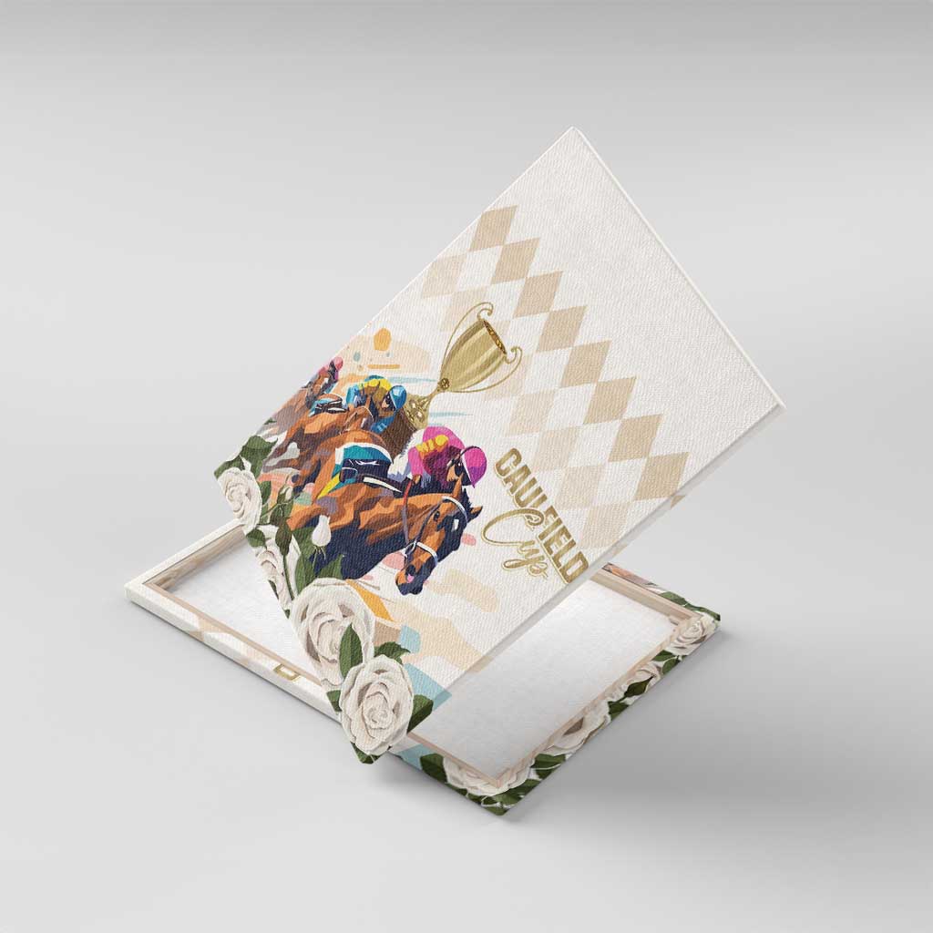 Australia Cup Caulfield Horse Racing Canvas Wall Art Champion Trophy Mix White Roses - Aussie Hoodie