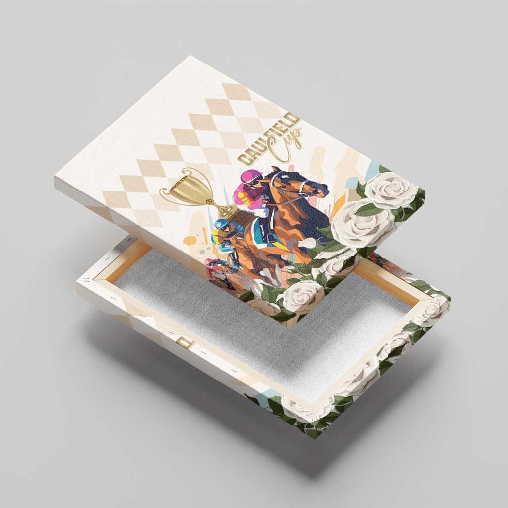 Australia Cup Caulfield Horse Racing Canvas Wall Art Champion Trophy Mix White Roses - Aussie Hoodie