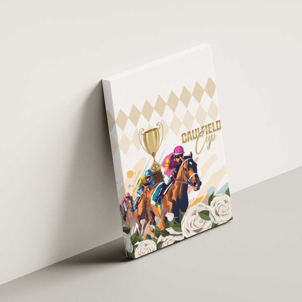 Australia Cup Caulfield Horse Racing Canvas Wall Art Champion Trophy Mix White Roses - Aussie Hoodie
