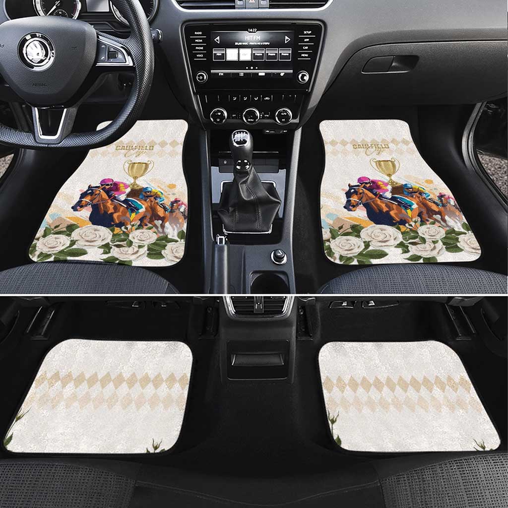 Australia Cup Caulfield Horse Racing Car Mats Champion Trophy Mix White Roses - Aussie Hoodie
