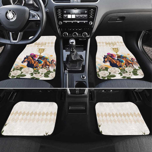 Australia Cup Caulfield Horse Racing Car Mats Champion Trophy Mix White Roses - Aussie Hoodie