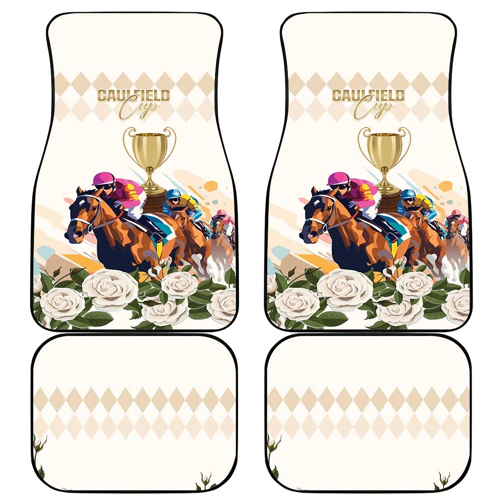 Australia Cup Caulfield Horse Racing Car Mats Champion Trophy Mix White Roses - Aussie Hoodie