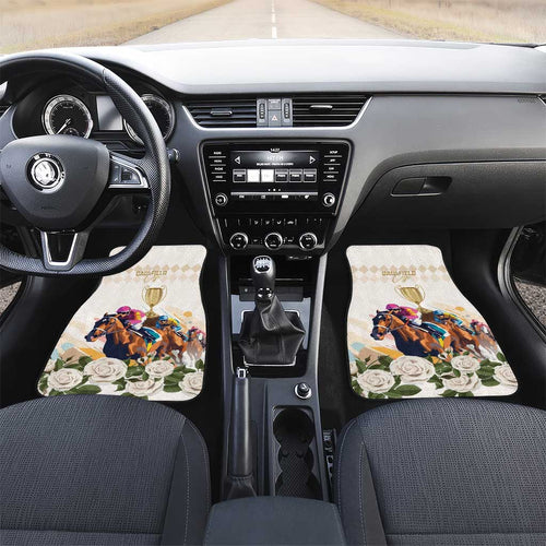 Australia Cup Caulfield Horse Racing Car Mats Champion Trophy Mix White Roses - Aussie Hoodie