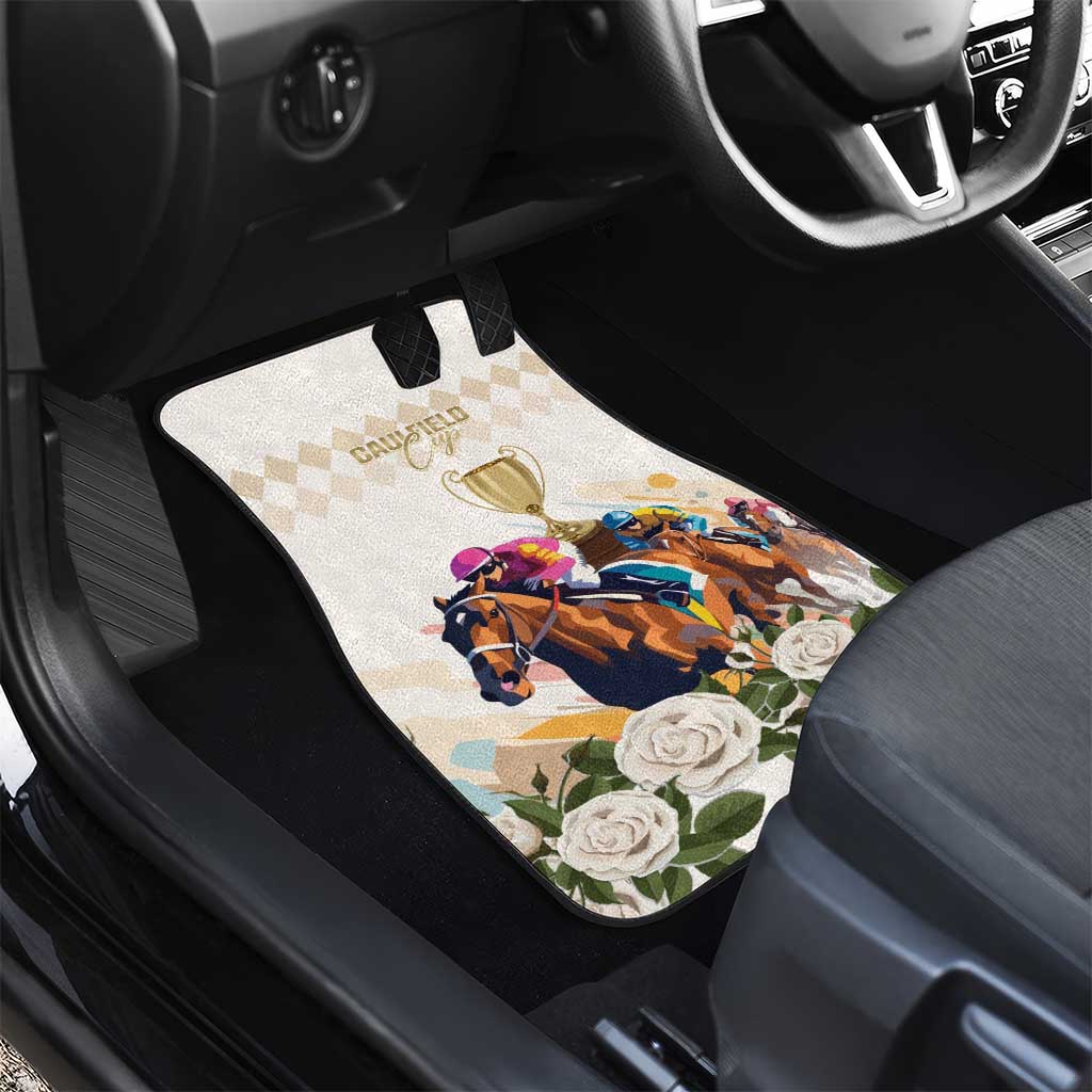 Australia Cup Caulfield Horse Racing Car Mats Champion Trophy Mix White Roses - Aussie Hoodie