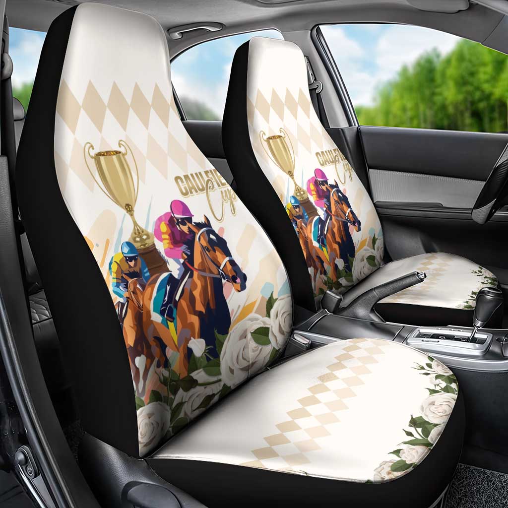 Australia Cup Caulfield Horse Racing Car Seat Cover Champion Trophy Mix White Roses - Aussie Hoodie