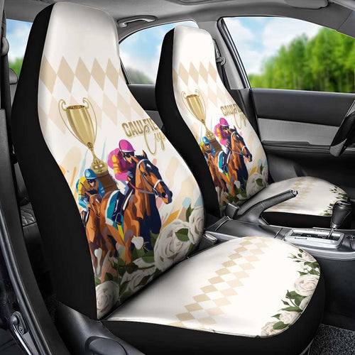 Australia Cup Caulfield Horse Racing Car Seat Cover Champion Trophy Mix White Roses - Aussie Hoodie
