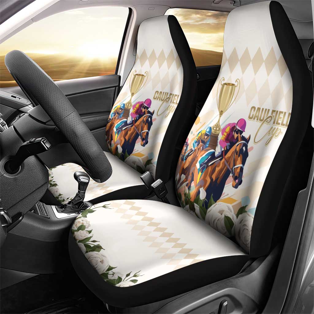 Australia Cup Caulfield Horse Racing Car Seat Cover Champion Trophy Mix White Roses - Aussie Hoodie