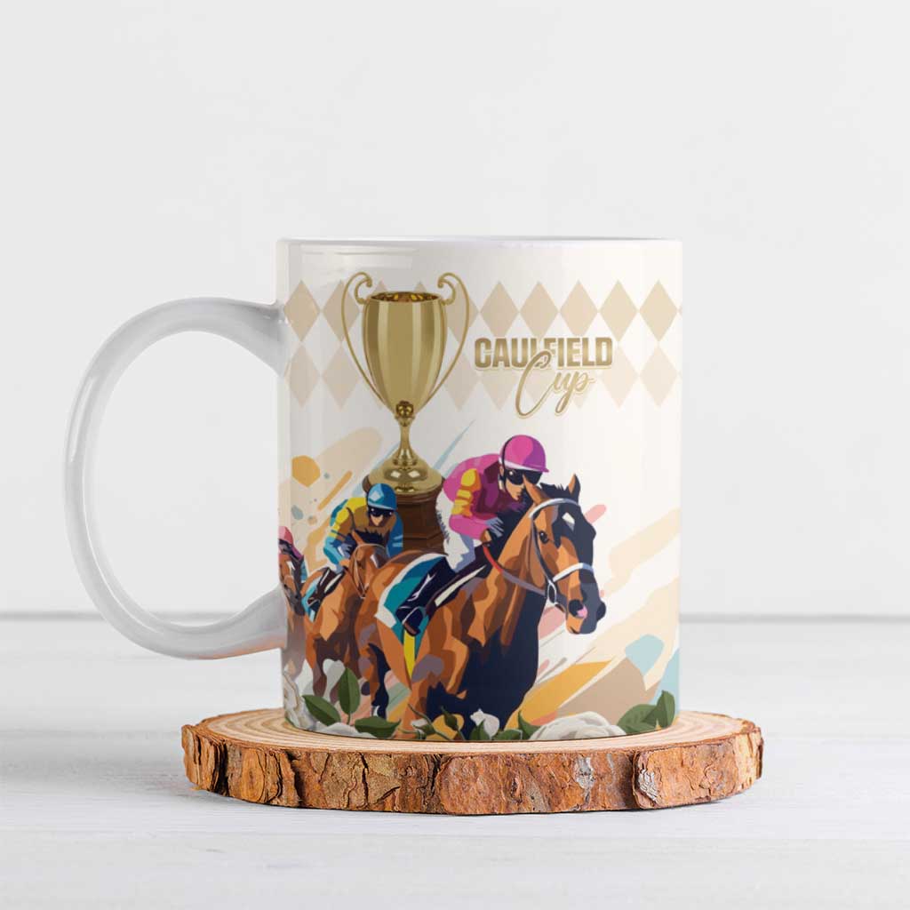 Australia Cup Caulfield Horse Racing Ceramic Mug Champion Trophy Mix White Roses - Aussie Hoodie