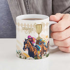 Australia Cup Caulfield Horse Racing Ceramic Mug Champion Trophy Mix White Roses - Aussie Hoodie