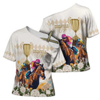Australia Cup Caulfield Horse Racing Cross Shoulder Shirt Champion Trophy Mix White Roses - Aussie Hoodie
