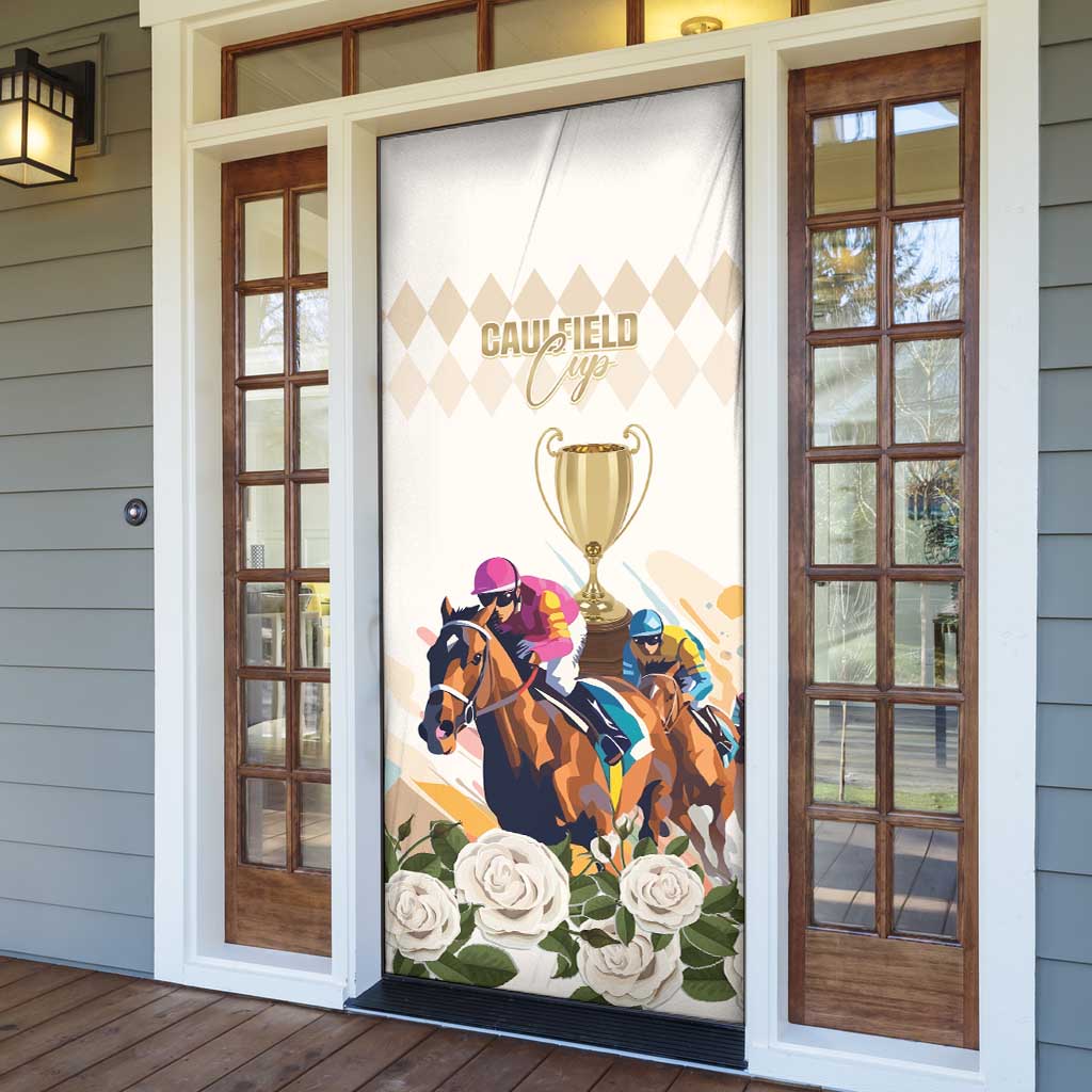 Australia Cup Caulfield Horse Racing Door Cover Champion Trophy Mix White Roses - Aussie Hoodie