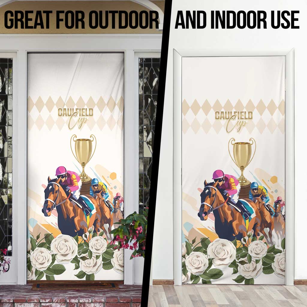 Australia Cup Caulfield Horse Racing Door Cover Champion Trophy Mix White Roses - Aussie Hoodie
