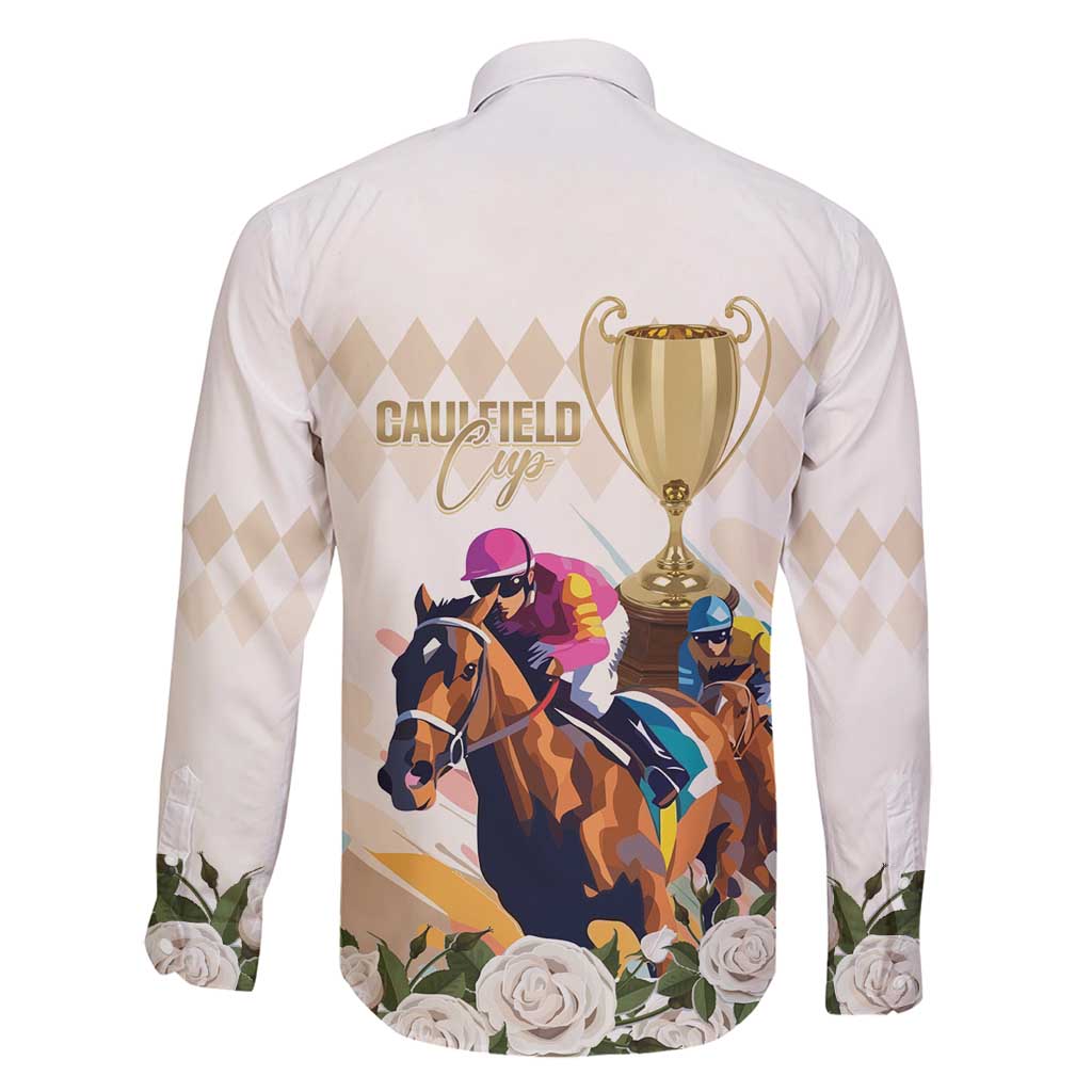 Australia Cup Caulfield Horse Racing Family Matching Long Sleeve Bodycon Dress and Hawaiian Shirt Champion Trophy Mix White Roses - Aussie Hoodie