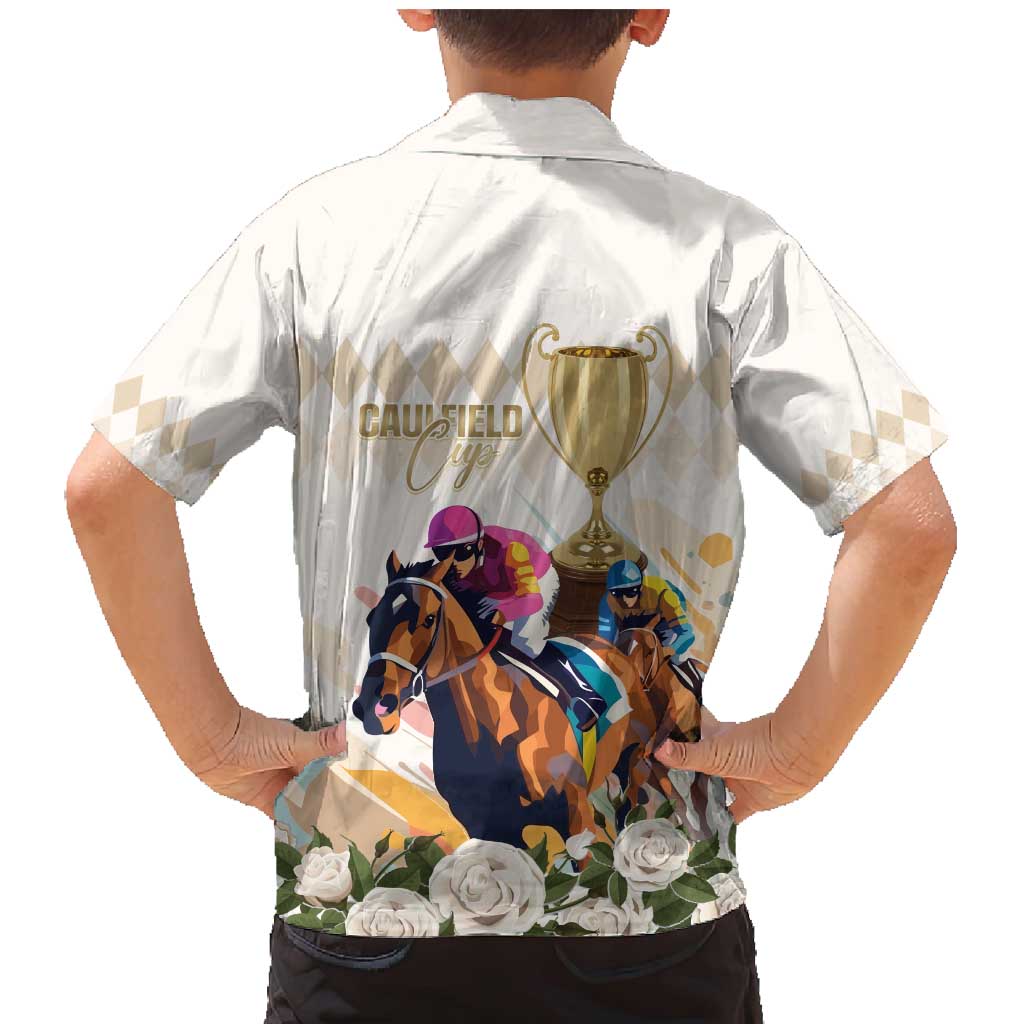 Australia Cup Caulfield Horse Racing Family Matching Mermaid Dress and Hawaiian Shirt Champion Trophy Mix White Roses - Aussie Hoodie