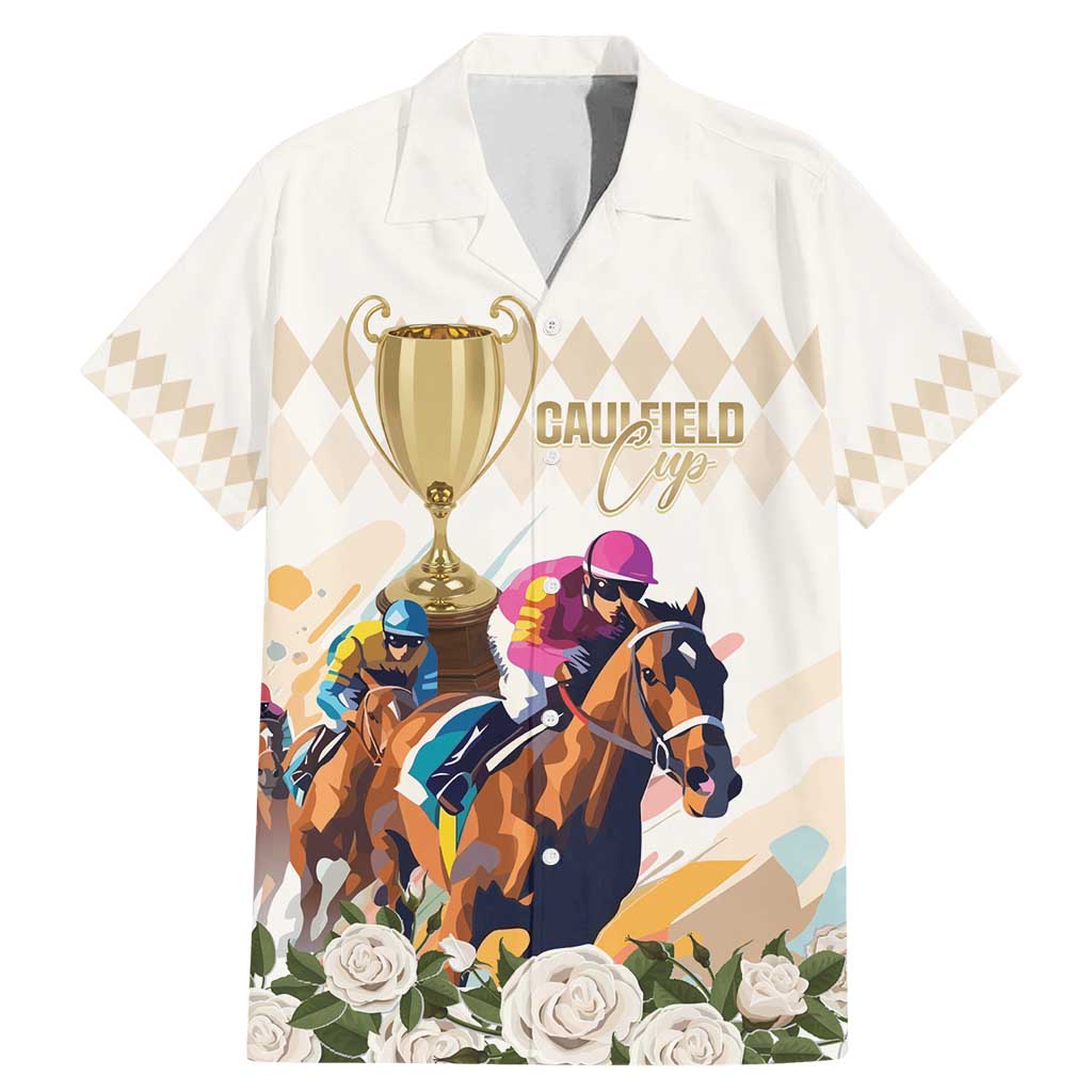 Australia Cup Caulfield Horse Racing Family Matching Mermaid Dress and Hawaiian Shirt Champion Trophy Mix White Roses - Aussie Hoodie