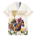 Australia Cup Caulfield Horse Racing Family Matching Mermaid Dress and Hawaiian Shirt Champion Trophy Mix White Roses - Aussie Hoodie