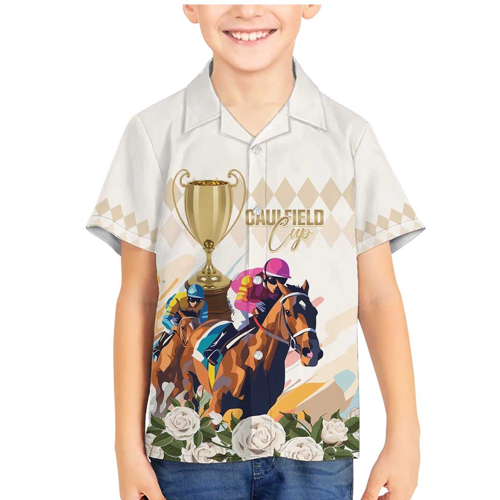 Australia Cup Caulfield Horse Racing Family Matching Mermaid Dress and Hawaiian Shirt Champion Trophy Mix White Roses - Aussie Hoodie