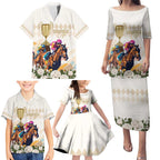 Australia Cup Caulfield Horse Racing Family Matching Puletasi and Hawaiian Shirt Champion Trophy Mix White Roses - Aussie Hoodie