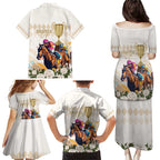 Australia Cup Caulfield Horse Racing Family Matching Puletasi and Hawaiian Shirt Champion Trophy Mix White Roses - Aussie Hoodie