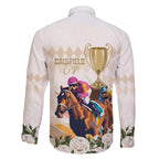 Australia Cup Caulfield Horse Racing Family Matching Puletasi and Hawaiian Shirt Champion Trophy Mix White Roses - Aussie Hoodie