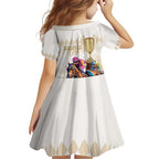 Australia Cup Caulfield Horse Racing Family Matching Short Sleeve Bodycon Dress and Hawaiian Shirt Champion Trophy Mix White Roses - Aussie Hoodie