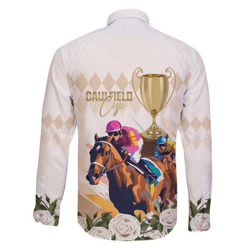 Australia Cup Caulfield Horse Racing Family Matching Short Sleeve Bodycon Dress and Hawaiian Shirt Champion Trophy Mix White Roses - Aussie Hoodie