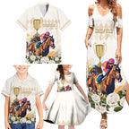 Australia Cup Caulfield Horse Racing Family Matching Summer Maxi Dress and Hawaiian Shirt Champion Trophy Mix White Roses - Aussie Hoodie