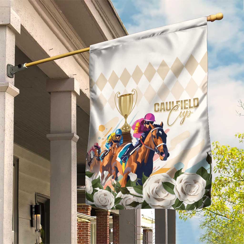 Australia Cup Caulfield Horse Racing Garden Flag Champion Trophy Mix White Roses - Aussie Hoodie