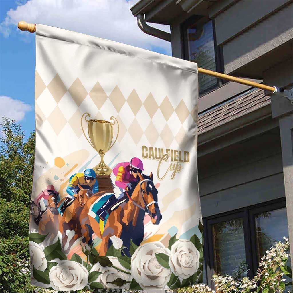 Australia Cup Caulfield Horse Racing Garden Flag Champion Trophy Mix White Roses - Aussie Hoodie