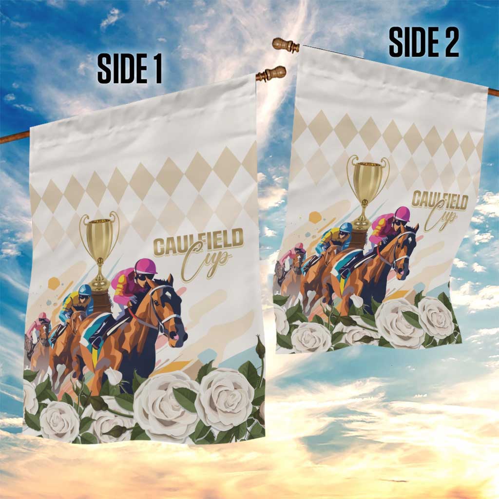 Australia Cup Caulfield Horse Racing Garden Flag Champion Trophy Mix White Roses - Aussie Hoodie
