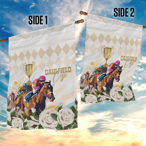 Australia Cup Caulfield Horse Racing Garden Flag Champion Trophy Mix White Roses - Aussie Hoodie