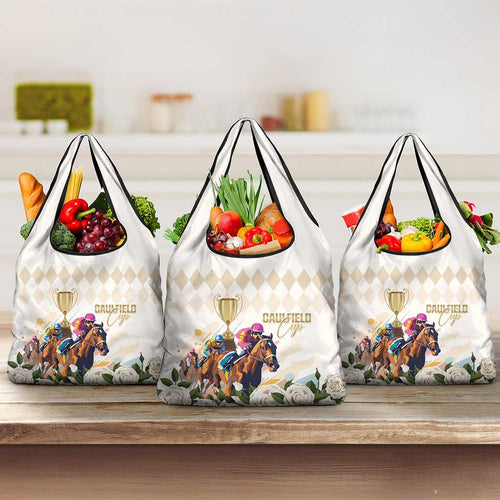 Australia Cup Caulfield Horse Racing Grocery Bag Champion Trophy Mix White Roses - Aussie Hoodie