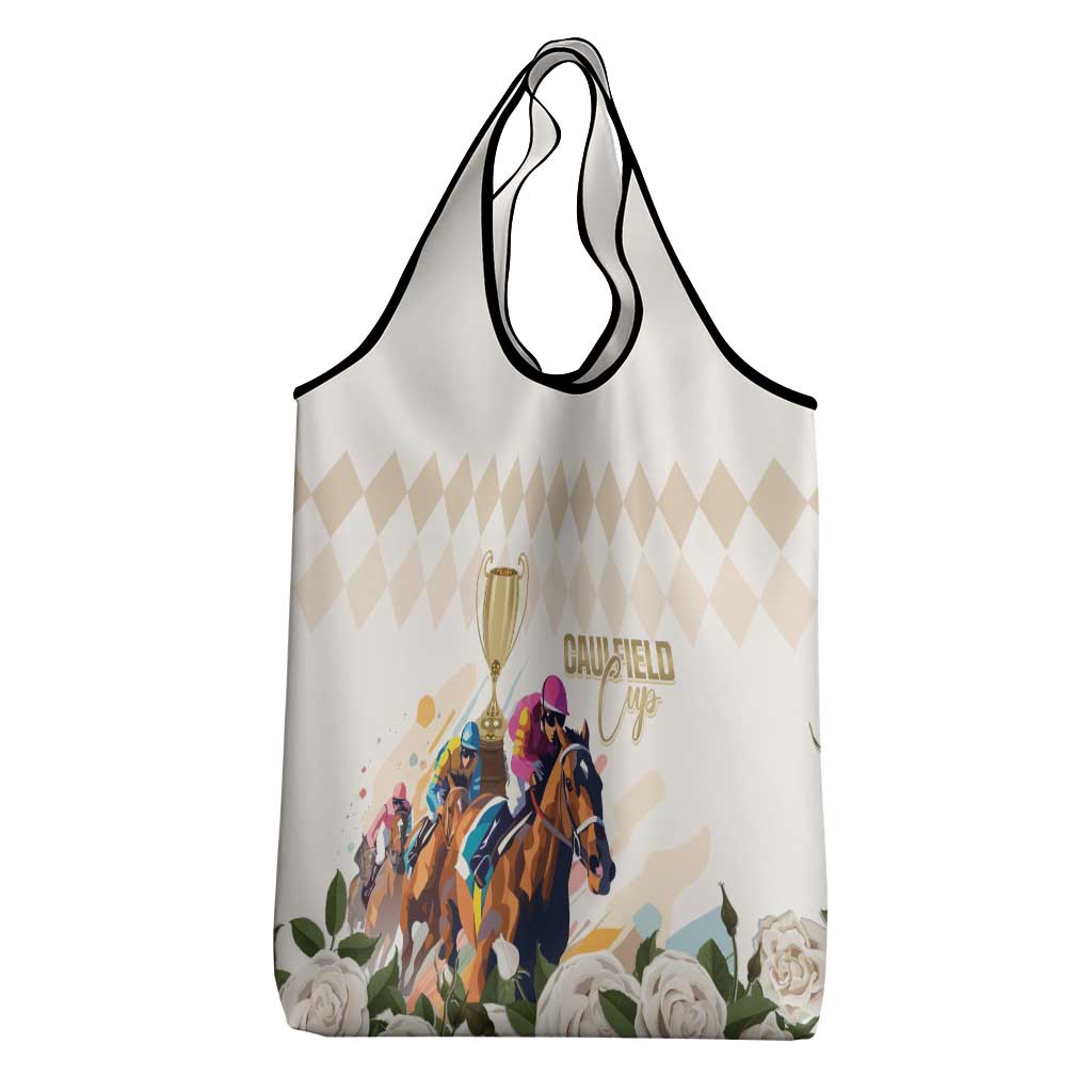 Australia Cup Caulfield Horse Racing Grocery Bag Champion Trophy Mix White Roses - Aussie Hoodie