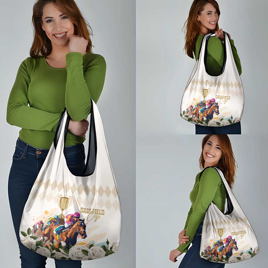 Australia Cup Caulfield Horse Racing Grocery Bag Champion Trophy Mix White Roses - Aussie Hoodie
