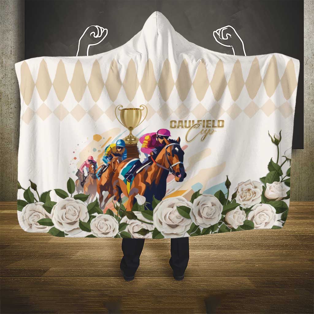 Australia Cup Caulfield Horse Racing Hooded Blanket Champion Trophy Mix White Roses - Aussie Hoodie