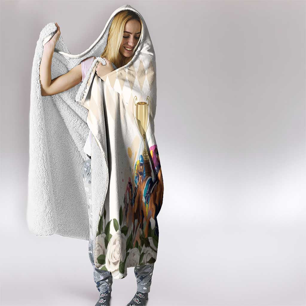 Australia Cup Caulfield Horse Racing Hooded Blanket Champion Trophy Mix White Roses - Aussie Hoodie