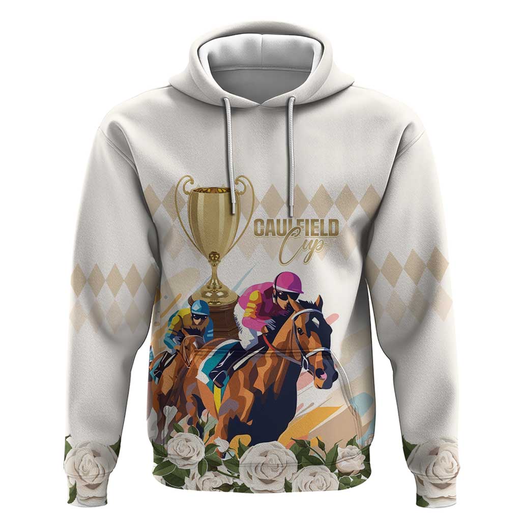 Australia Cup Caulfield Horse Racing Hoodie Champion Trophy Mix White Roses - Aussie Hoodie