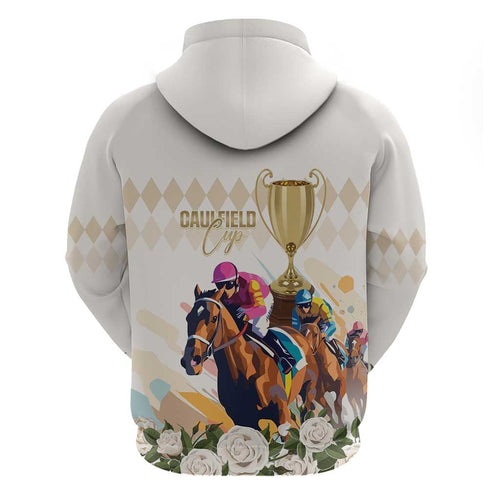 Australia Cup Caulfield Horse Racing Hoodie Champion Trophy Mix White Roses - Aussie Hoodie