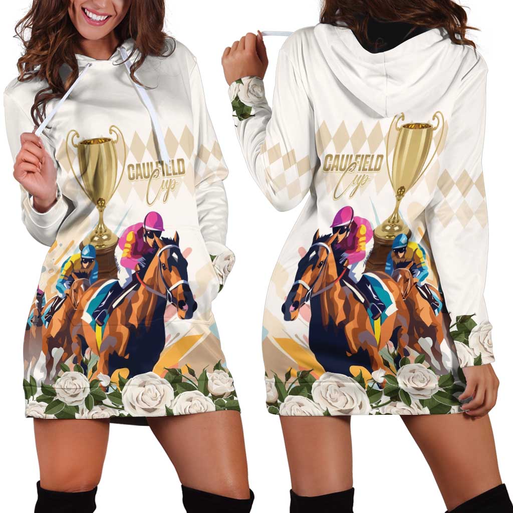Australia Cup Caulfield Horse Racing Hoodie Dress Champion Trophy Mix White Roses - Aussie Hoodie