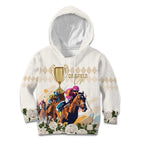 Australia Cup Caulfield Horse Racing Kid Hoodie Champion Trophy Mix White Roses - Aussie Hoodie