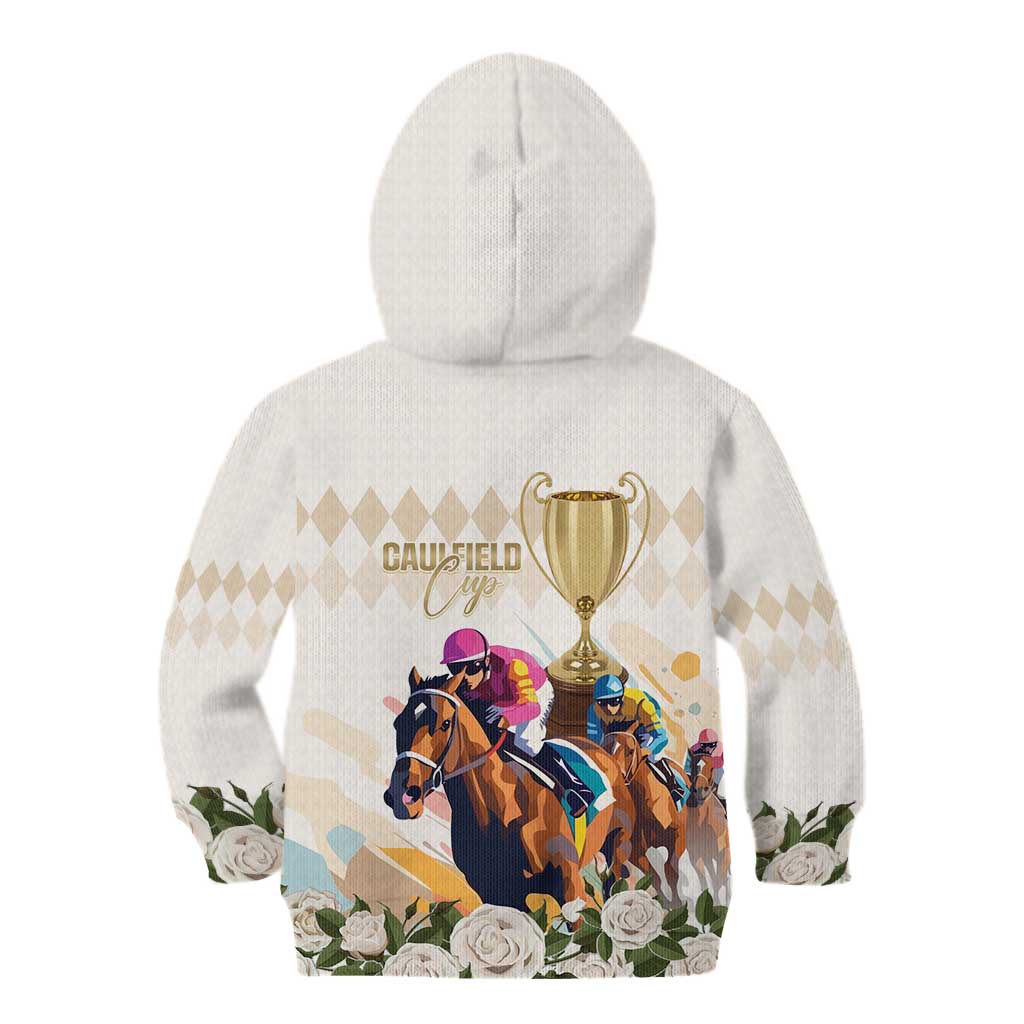 Australia Cup Caulfield Horse Racing Kid Hoodie Champion Trophy Mix White Roses - Aussie Hoodie