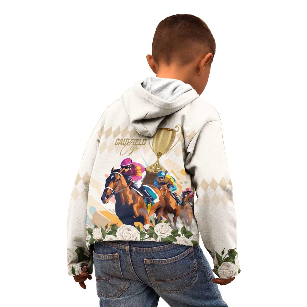 Australia Cup Caulfield Horse Racing Kid Hoodie Champion Trophy Mix White Roses - Aussie Hoodie