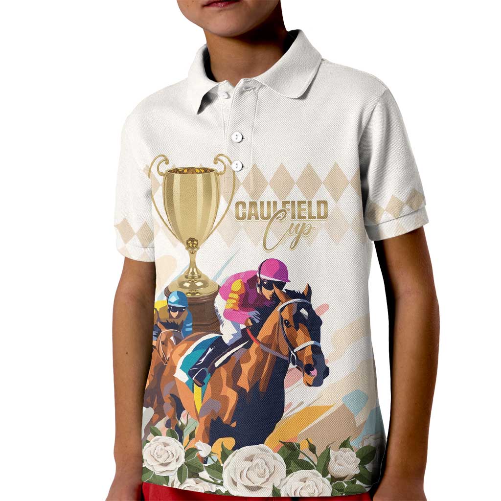 Australia Cup Caulfield Horse Racing Kid Polo Shirt Champion Trophy Mix White Roses - Aussie Hoodie