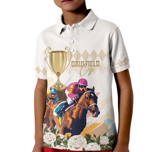 Australia Cup Caulfield Horse Racing Kid Polo Shirt Champion Trophy Mix White Roses - Aussie Hoodie