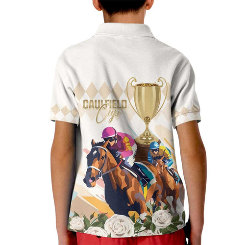 Australia Cup Caulfield Horse Racing Kid Polo Shirt Champion Trophy Mix White Roses - Aussie Hoodie