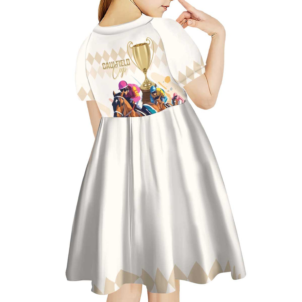 Australia Cup Caulfield Horse Racing Kid Short Sleeve Dress Champion Trophy Mix White Roses - Aussie Hoodie