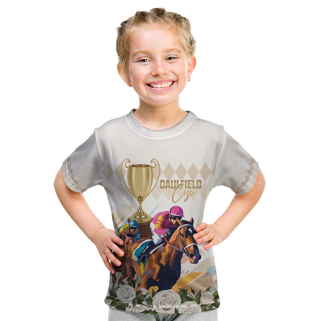 Australia Cup Caulfield Horse Racing Kid T Shirt Champion Trophy Mix White Roses - Aussie Hoodie