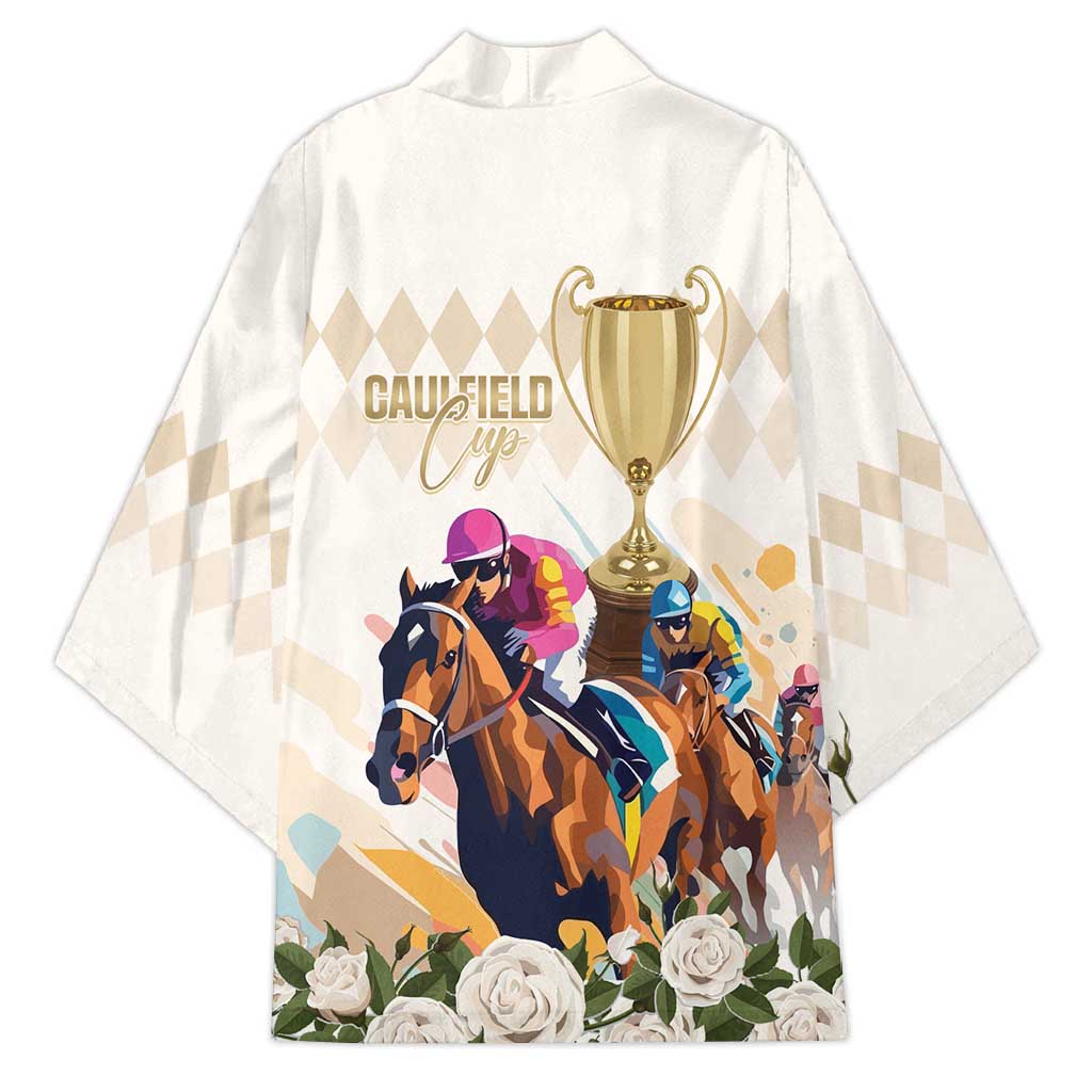Australia Cup Caulfield Horse Racing Kimono Champion Trophy Mix White Roses - Aussie Hoodie